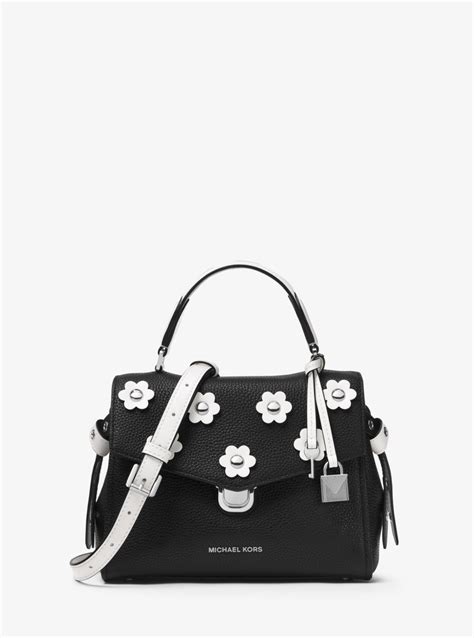 michael kors bristol small floral appliqué leather satchel|Bristol Small Floral Appliqué Leather Satchel .